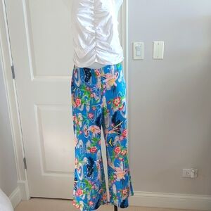 EUC- Women's Zara Floral Flare Pants-sz Medium
